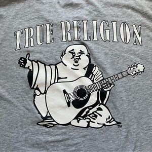 True Religion Light Gray Buddha Short Sleeve T-shirt, XL